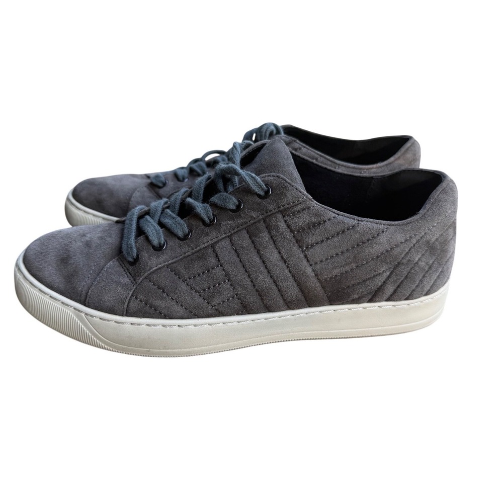 Vaneli Sport Sneakers Womens 6 Grey Suede Quilted Low Top Lace Up Excellent